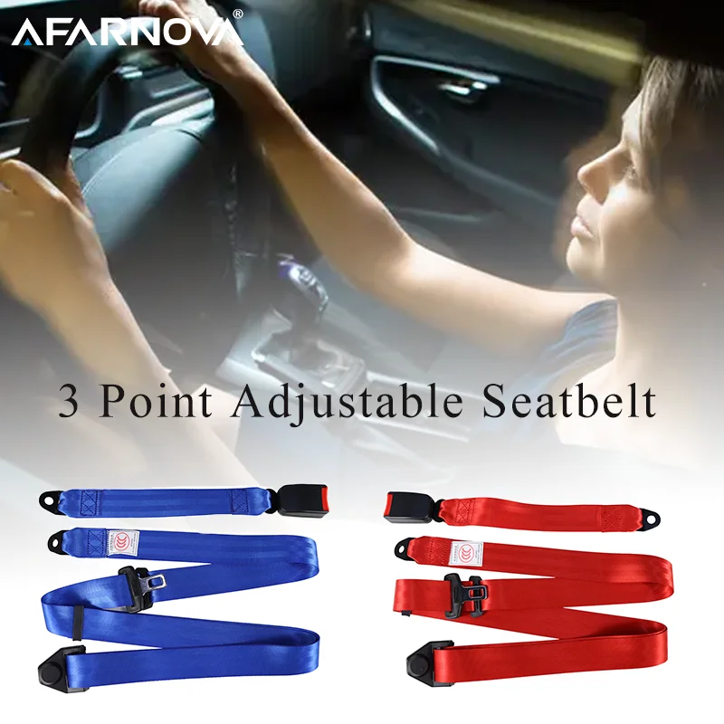 

3 Point Adjustable Seatbelt Red Blue 4.7cm Car Safety Seat Belt 2.5Meter Extension Extender Adjust Buckle Strap Lap High Quality