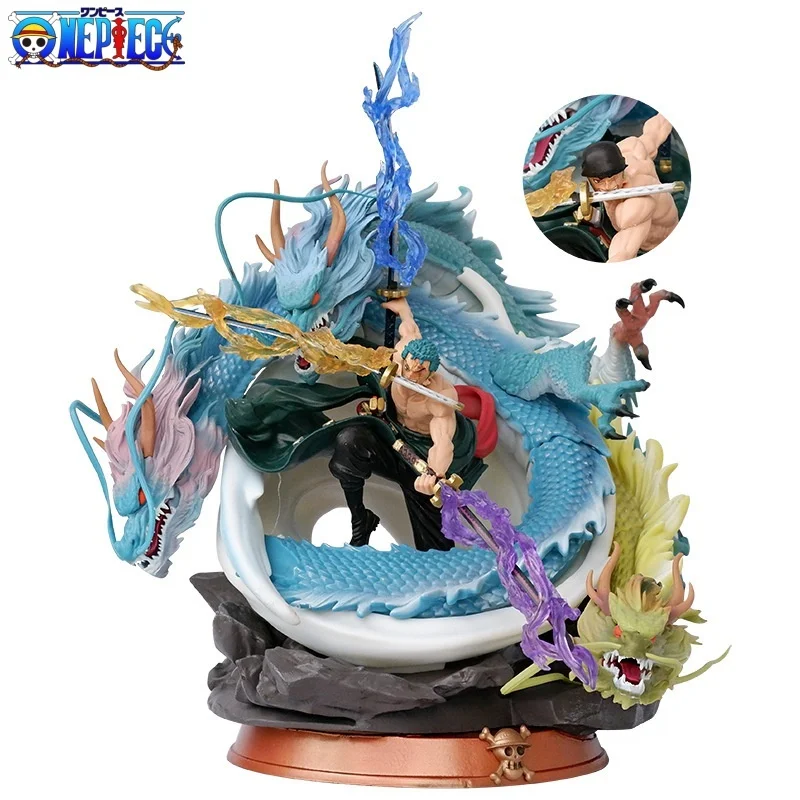 

Anime One Piece Gk Action Figure 35cm Oversized Roronoa Zoro Three Dragon Large Tornado High Quality Collectible Toys Model Gift