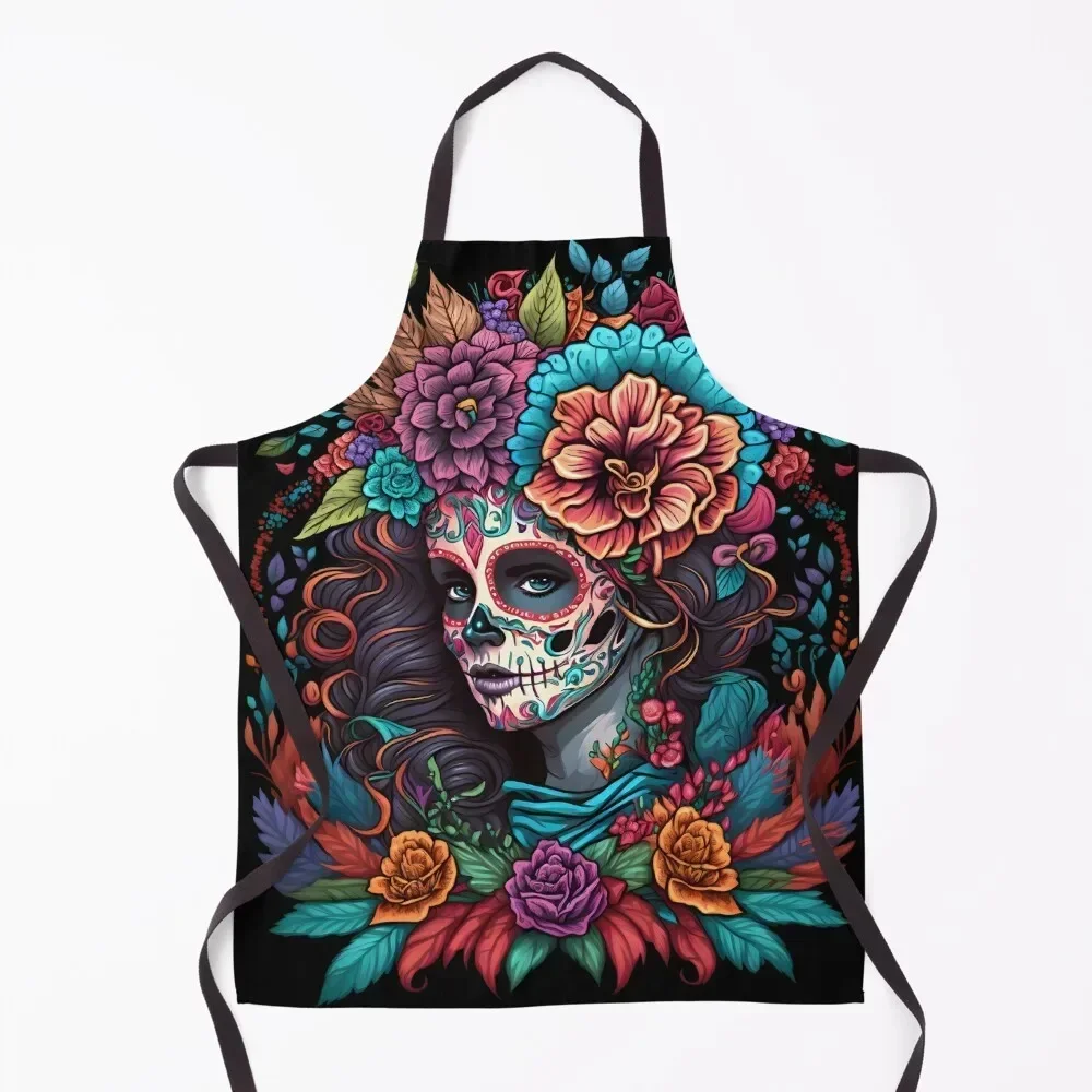 

Colorful catrina Apron beauty master Korean Home Supplies christmas 2025 Apron