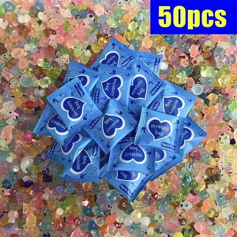 

25/50pcs Glow In The Dark Mini Resin Animals & Mushroom Blind Bags Fairy Garden Decor Micro Landscape Birthday Gift