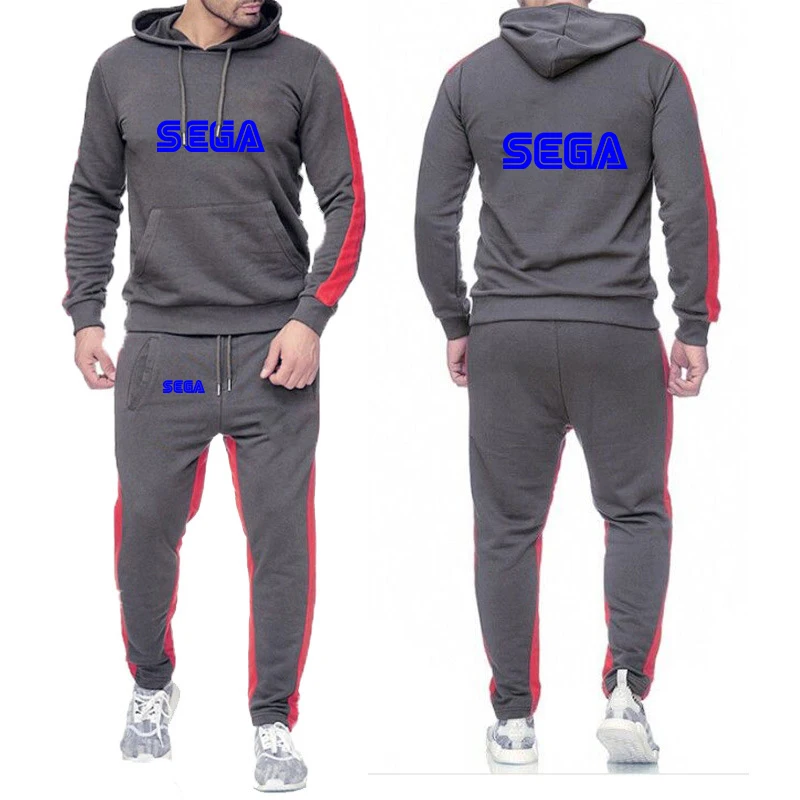 Sega Logo Men's Soft Hooded Sweatshirt and Sweatpants Set Comfortable Athletic Wear tracksuit clothes Hoodies Jacket view 2