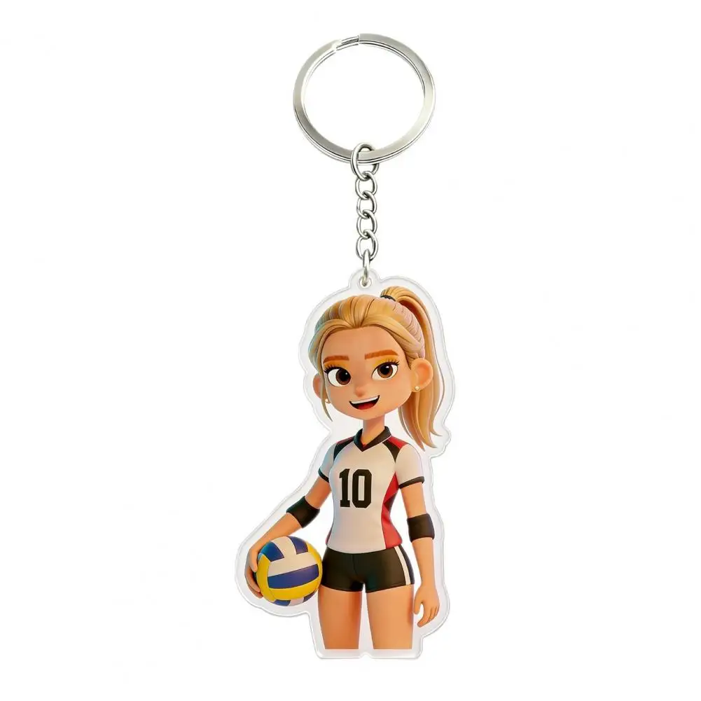 Volleyball Girls Keychain Sports Keychain Accessories Acrylic Volleyball Girl Keychain Cartoon Player Car Key Ring for School