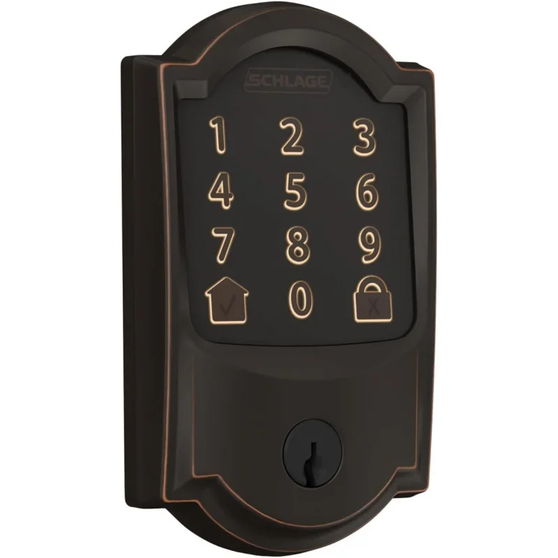 Encode for Smart Wi-Fi Deadbolt with Camelot Trim in Aged Bronze