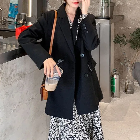2025年春秋新作 レディース スーツジャケット ゆったり カジュアル ダブルブレスト