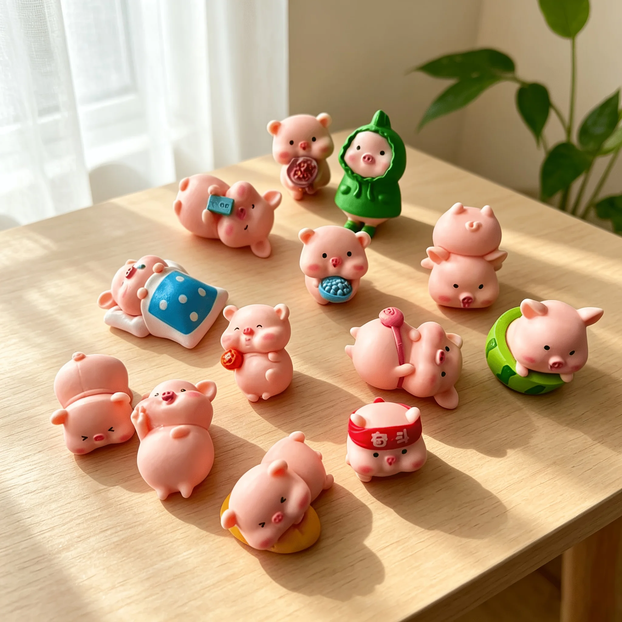 5pcs Random style pig mini decoration succulent potted plant landscaping car center console desktop decoration small ornament