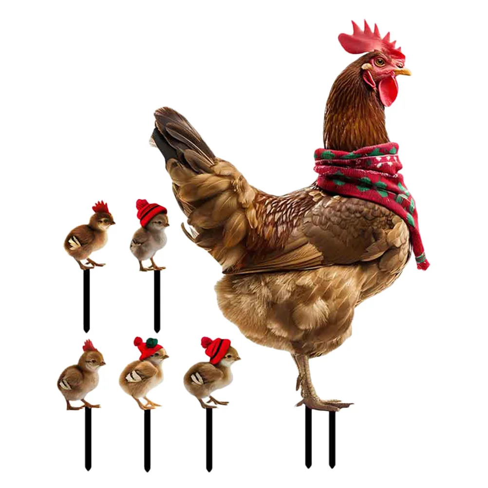 

1Set Iron Garden Stakes Chicken Shape Double-Sided Yard Sign Outdoor Courtyard Lawn Ornament Decoration Chicken Yard Decor