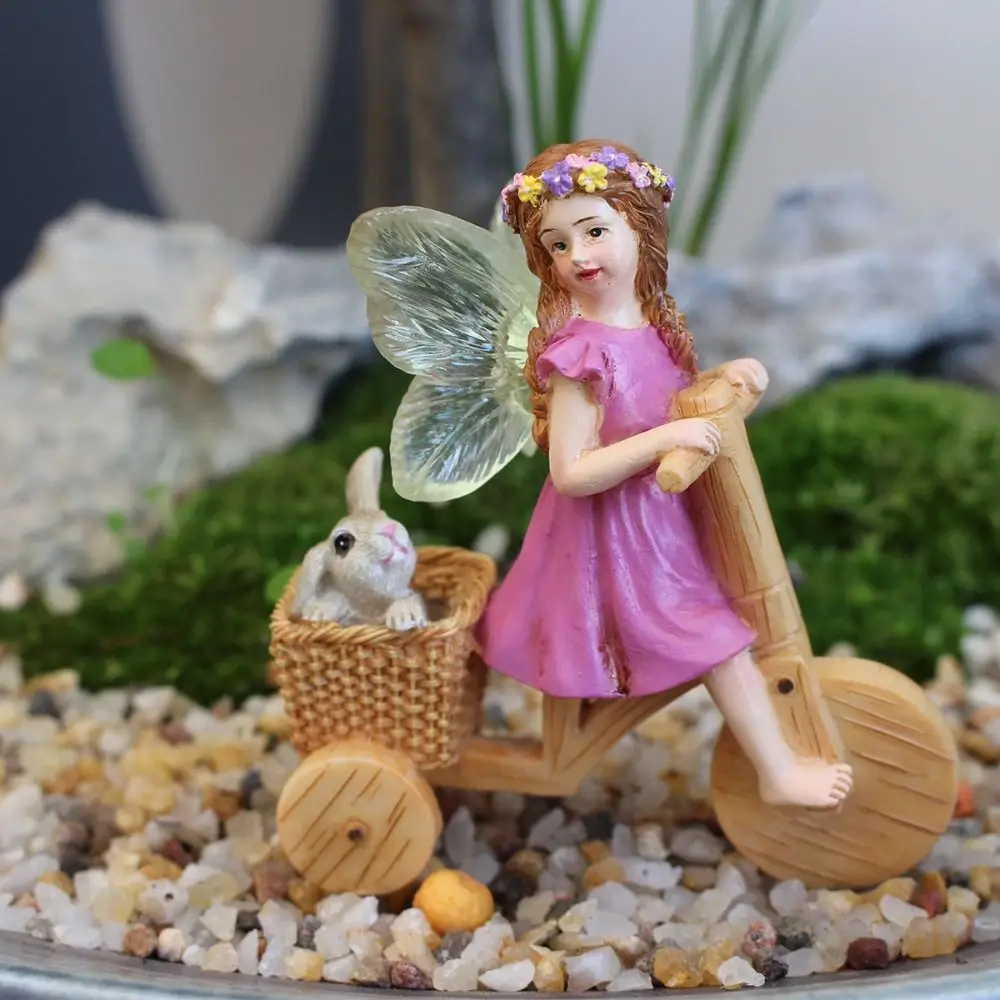 حكاية خرافية الحلي الراتنج الجنية حديقة التماثيل الإبداعية لطيف الجنية تمثال مضحك مقاوم للماء بونساي إدراج الشرفة