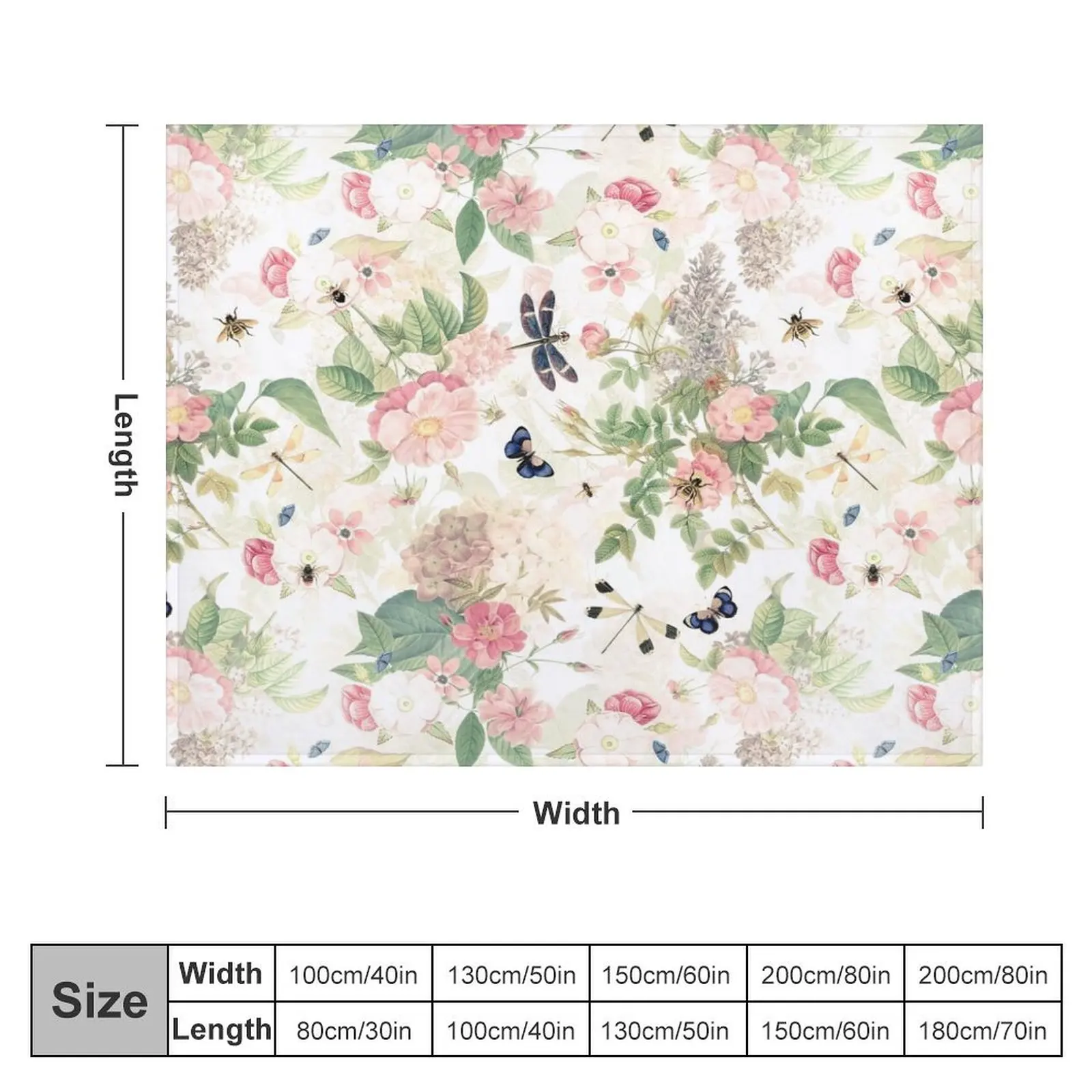 UtART - Vintage Roses Spring Flower And Early Insects Pattern - Sepia Blush Cream white Throw Blanket Kid'S Blankets