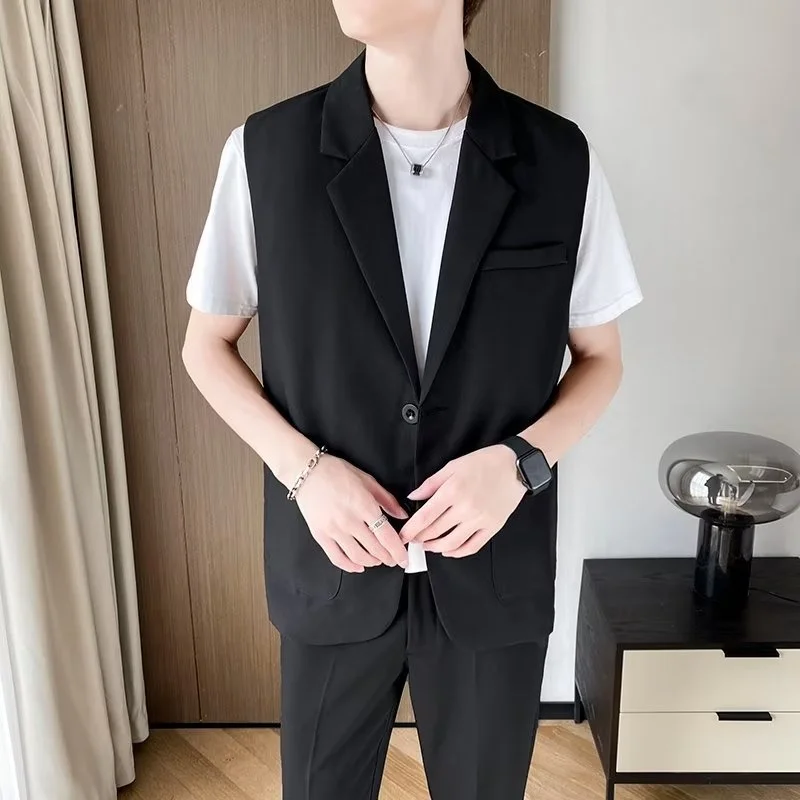 Suit Vest Men Slim Fit Fashion Social Mens Dress Vest Korean Business Casual Solid Color Vest Mens Office Formal Vest S-3XL