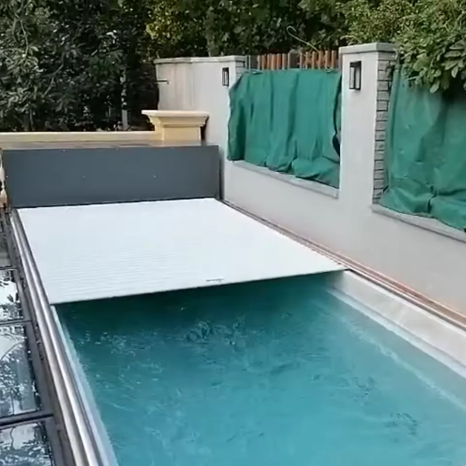 Any Size Custom Auto or Manual Dual Mode Retractable Pool Cover Aluminum PVC Anti Aging Patio Garden Outdoor Pool Shelter