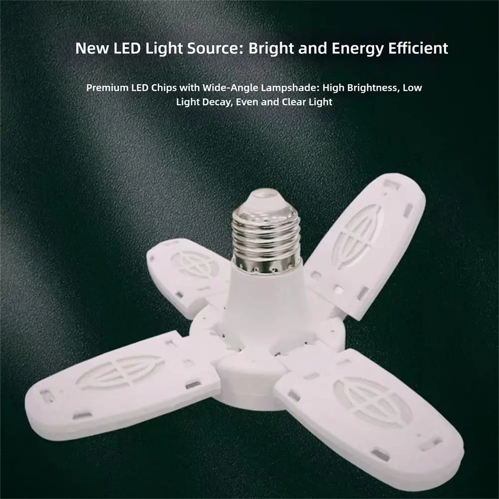 Ampoule LED à design à quatre feuilles, angle réglable, vis E27, lampe LED super lumineuse, pliable, pliable