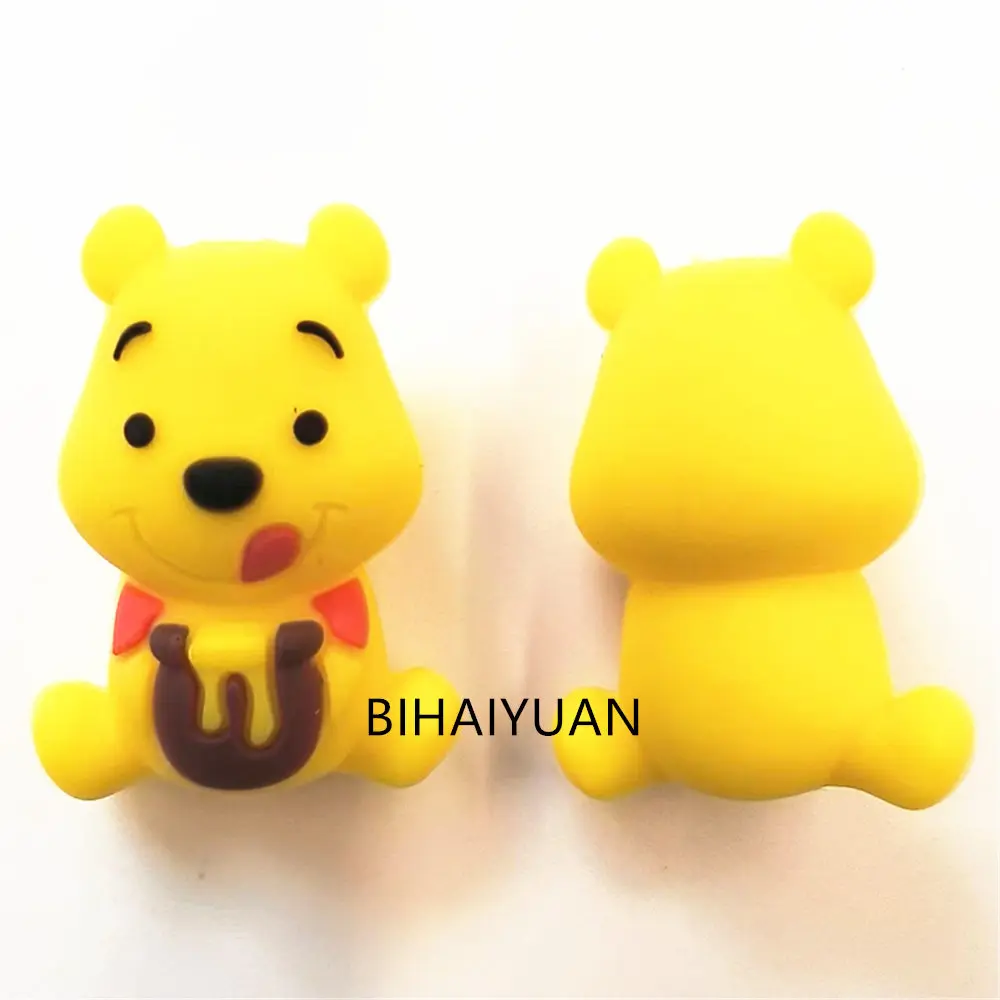 5 pçs winnie the pooh 3d focal contas de silicone mordedor jóias contas de grau alimentício para caneta chupeta corrente