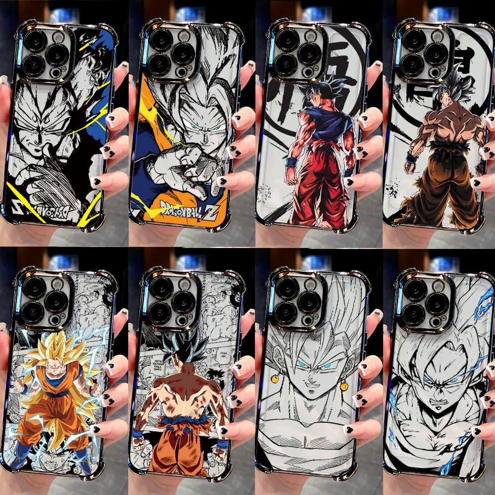 Plating Phone Case For Samsung S26 S25 S24 S23 S22 S21 S20 FE Note20 Edge Plus Ultra 4G 5G Airbag Cool Goku Anime Dragons Balls