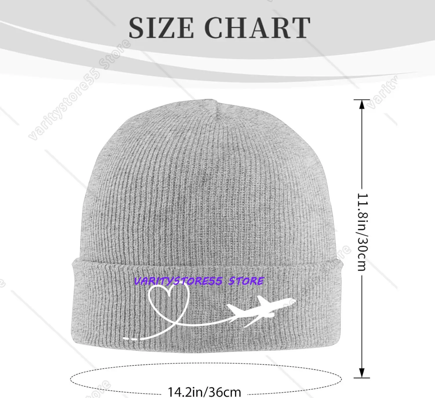 Airplane Drawing A Heart Hat Beanie Hat Knit Cap Skull Caps Slouchy Winter Warm Headwear Unisex