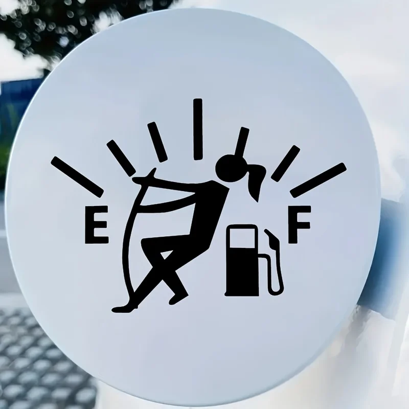 

Fun Cartoon Vinyl Car Fuel Cap Sticker, High Fuel Consumption Alert Decal, Sparkle Finish for Gas Tank Cover