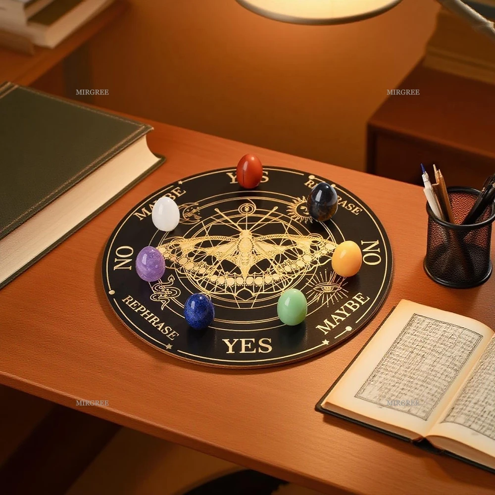 8pcs Spiritual Divination Disc Set Containing 7 Chakra Crystal Eggs, Used for Divination and Witchcraft Tools
