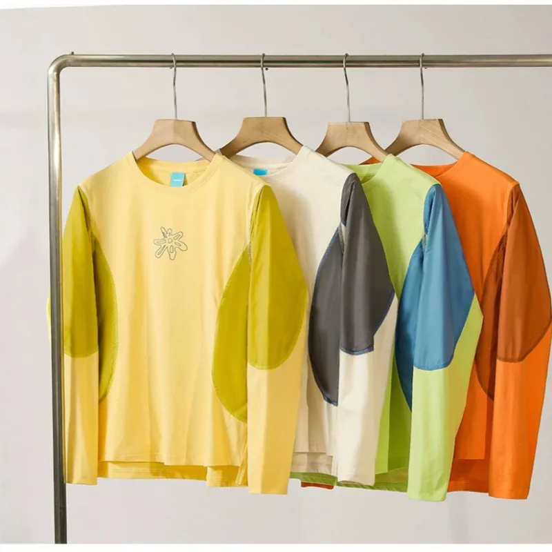 Men's & Women's Airy Mesh Patchwork Pullover – Loose Fit Breathable Base Layer for Camping & Casual Wear
