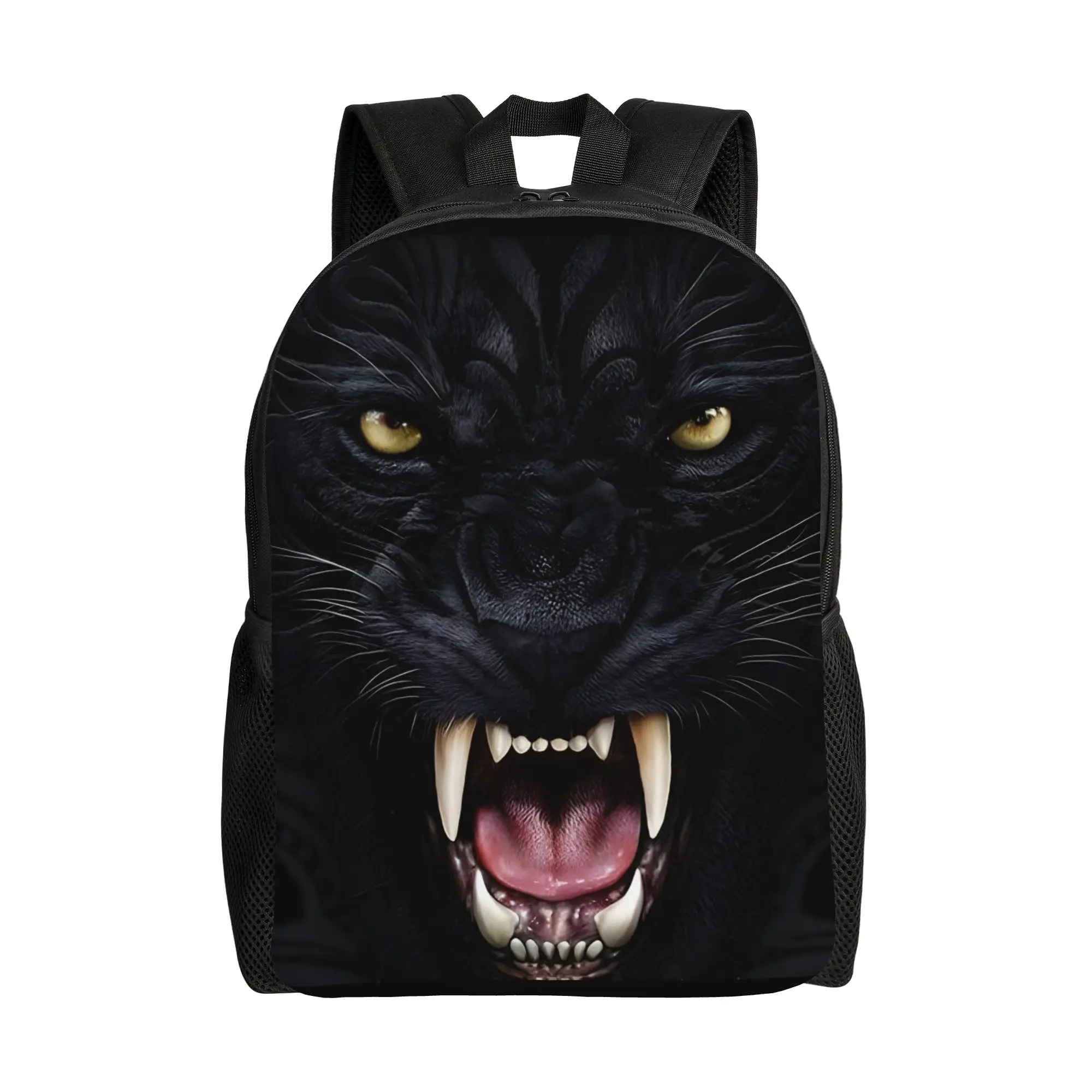 Custom Black Panther Animal Head Rock Laptop Backpack Women Men Casual Bookbag for College School Student  Bags