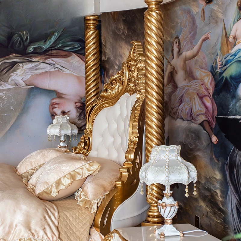 European Luxury Round Bed Design Wedding Lounge Aesthetics Romantic Comfortable Bed Castle King Size Muebles Home Furniture