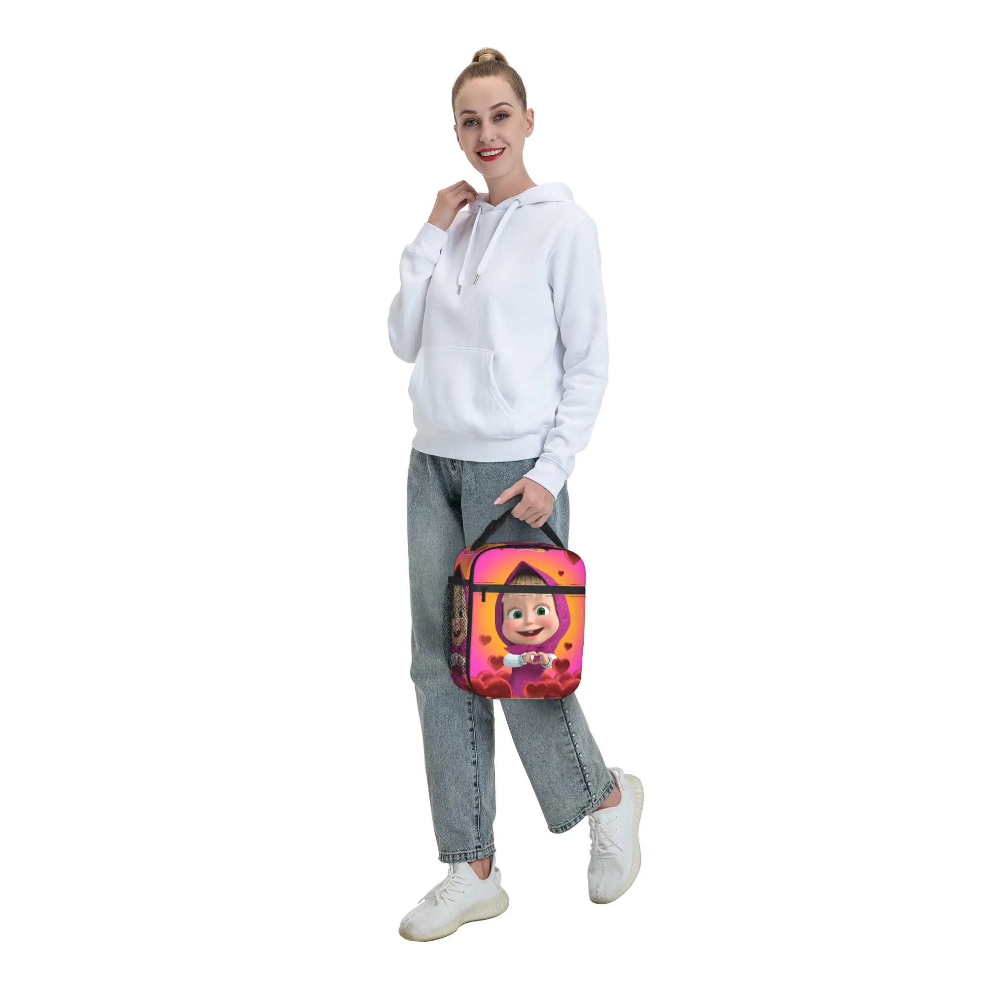 Cartoon M-Masha and Bear Thermal Insulated Lunch Bag for School  Reusable Bento Box Cooler Thermal Lunch Boxes