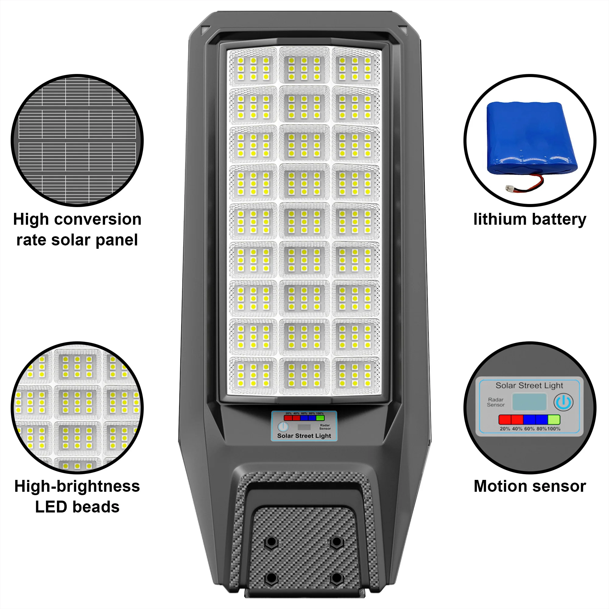 Ship from Local Warehouse, 1-Pack 8000W Outdoor Waterproof Solar Light, Motion Sensor & Remote Control, Timer & Constant Bright Mode, Dusk-to-Dawn Auto On/Off, IP65 Waterproof, Easy Installation, Ideal for Yard and Parking Lot