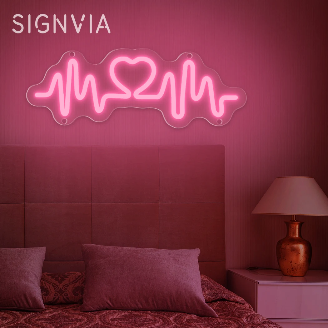 Letrero de neón con latido del corazón, decoración de pared LED, arte alimentado por USB para dormitorio, habitación de niña, dormitorio, aniversario de boda, regalo de cumpleaños del Día de San Valentín