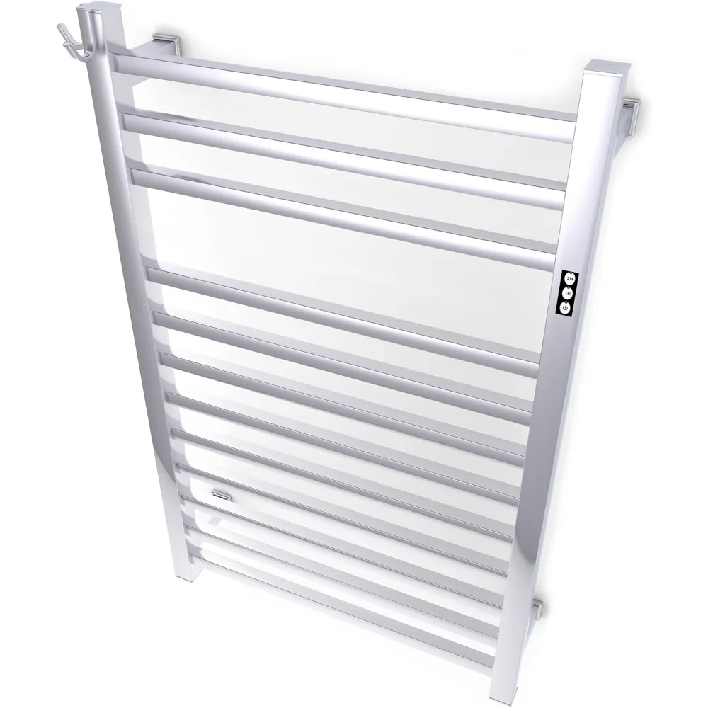 cs Wall Mounted Electric Towel Warmer with Built-in Timer and Hardwired and Plug in Options (Brushed)