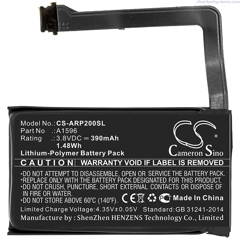 

3.8V 390mAh Wireless Headset battery A1596 for Apple MRXJ2ZP/A, MV7N2ZP/A, AirPods 2 Charging Case, AirPods Charging Case +TOOL