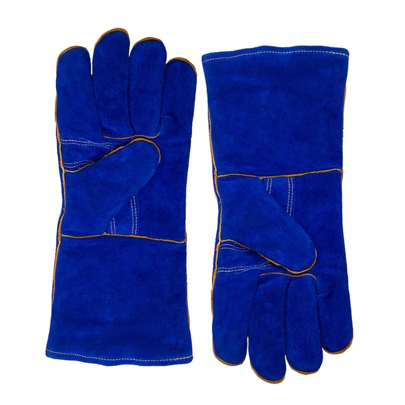 

Extreme Heat Resistant Gloves Leather with Stitching Mitts Perfect for Fireplace Stove Oven Grill Welding BBQ Dropship