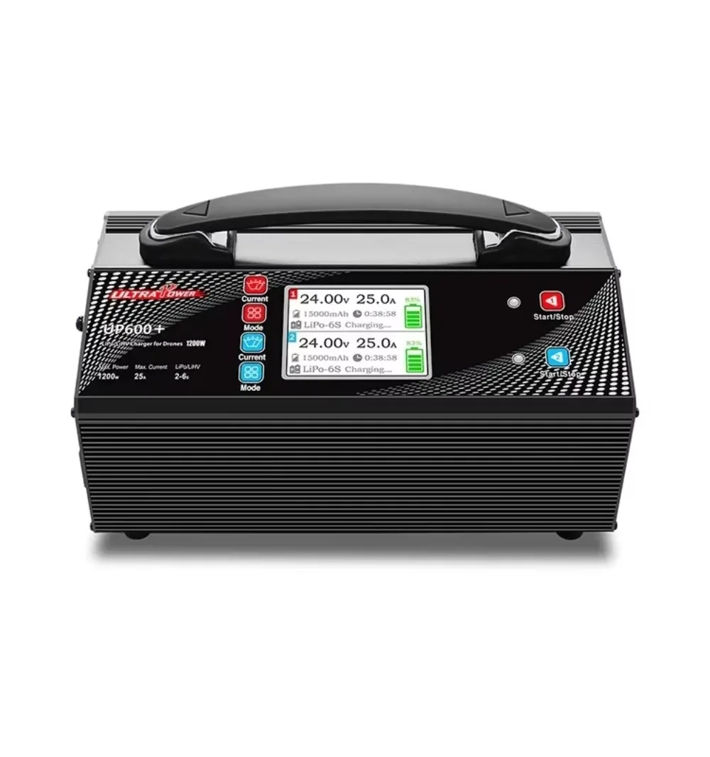 UltraPower UP600+ 1200W(2×600W) 25A Dual Channel Balance Charger 2-6S LiPo LiHV RC Drone Agricultural UAV Charger