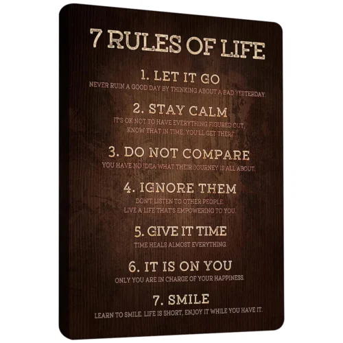 7 Rules of Life Poster Print Motivational Wall Art Modern Decor sign for home sign