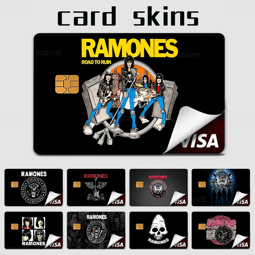 Ramones moda mate oro plata negro película mate cinta adhesiva de piel para tarjeta de débito de crédito bancaria