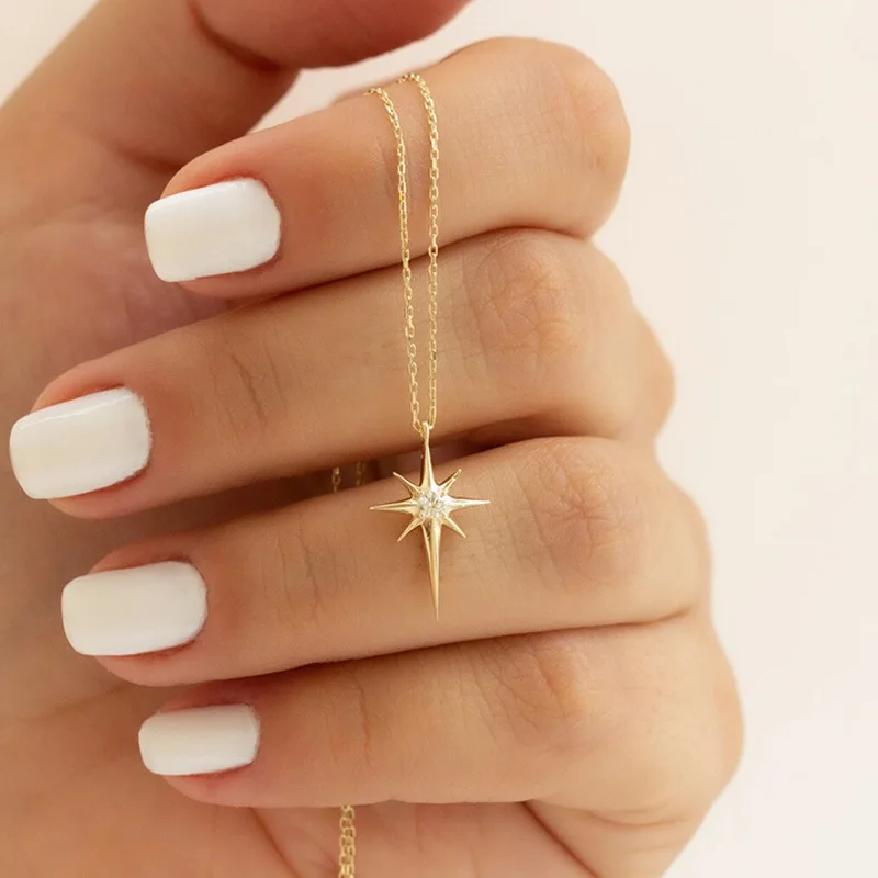 Fashion Simple Hexagram Pendant Cubic Zirconia Necklace Women Elegant Geometric Star Necklace Party Jewelry Accessories
