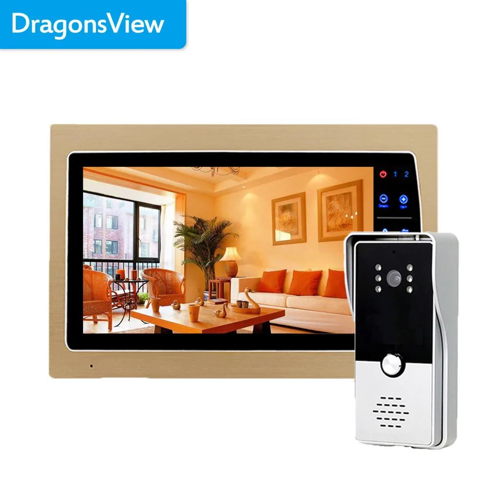 Dragonsview  7 Inch Color Door Phone Intercom System 4 Wires For Villla Apartment Outdoor Doorbell with Camera Record Unlock