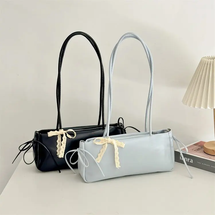 

2025 summer 449 new PU zipper portable messenger bag underarm bag hand bag fashionable versatile baguette bag