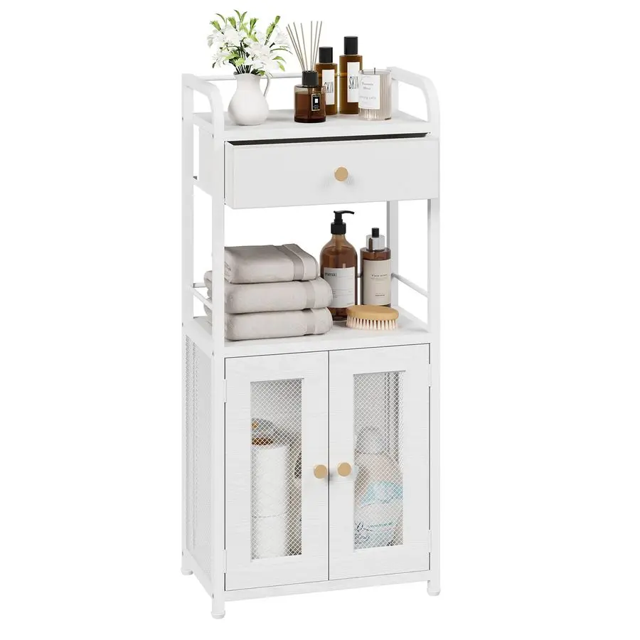 

Небольшой напольный узкий шкаф для хранения в ванной комнате с дверцами и выдвижным ящиком, органайзер для ванной комнаты, настраиваемый под заказ