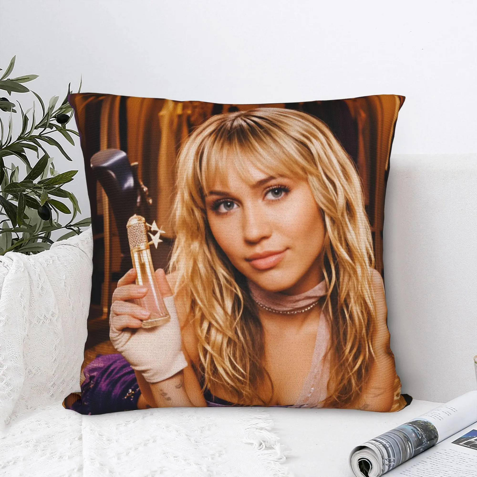 Singer Mileys Cyruss Pillow Case  Design Pillow Cover Funny Pillowcases For Sofa Bedroom Home Decor