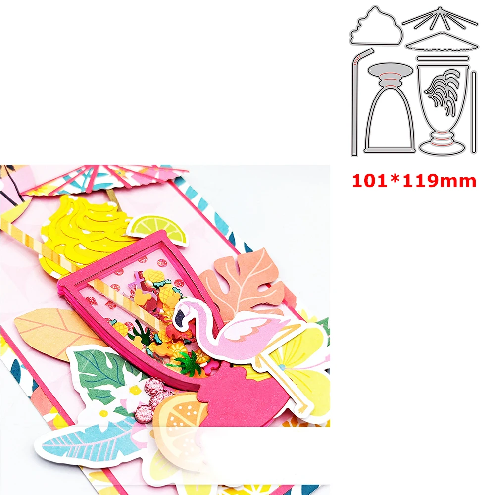 

Cutting Dies Summer Beach Drink Cup Set for DIY Scrapbooking Holiday Paper Cards Crafting Making 101*119mm Mould Knife Dies