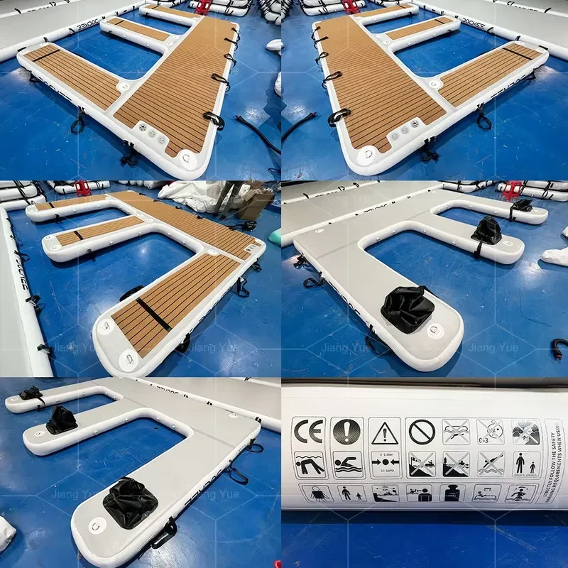 Drop Stitch Sunbathing Teak Foam Deck Pad Floating Swim Air Raft Yacht Inflatable Water Jet Ski Dock Floats Platform