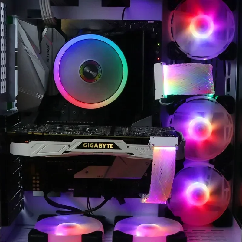 ARGB-Cable de extensión de fuente de alimentación, 24P, 2x8P, tarjeta gráfica, LED, extensión luminosa de neón para placa base, decoración de chasis de ordenador