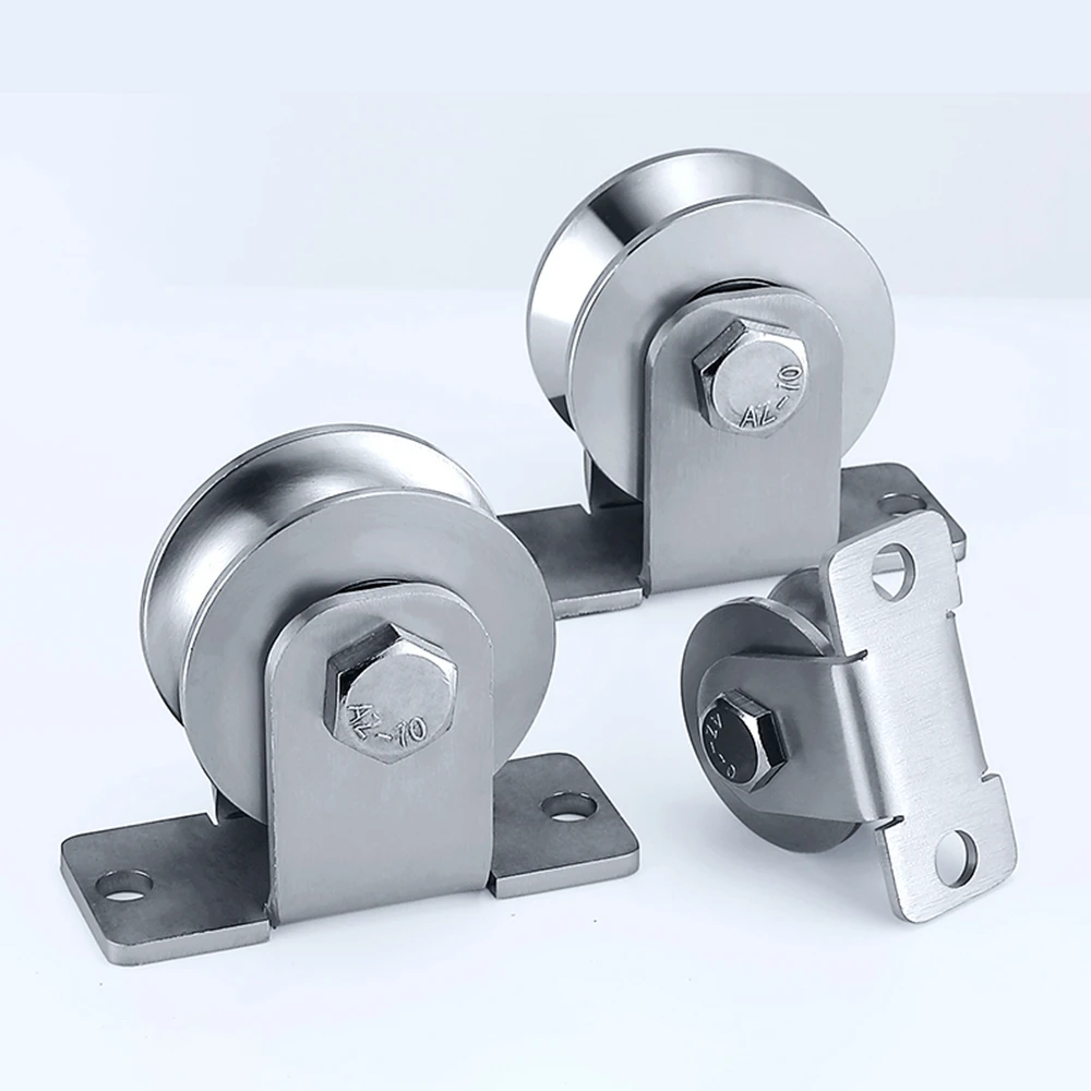 Groove Wheel Pulley Stainless Steel Pulley Block Super Silent Single Pulley Block for DIY Gym Equipment Sliding Gate