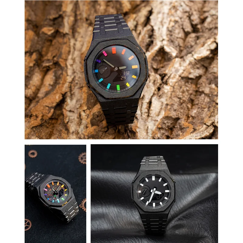 Casing Jam Tangan Logam Kit MOD DIY Casing Jam Tangan Tali Bezel Baja Tahan Karat untuk Casio untuk GSHOCK GA2100 2110 GA-B2100