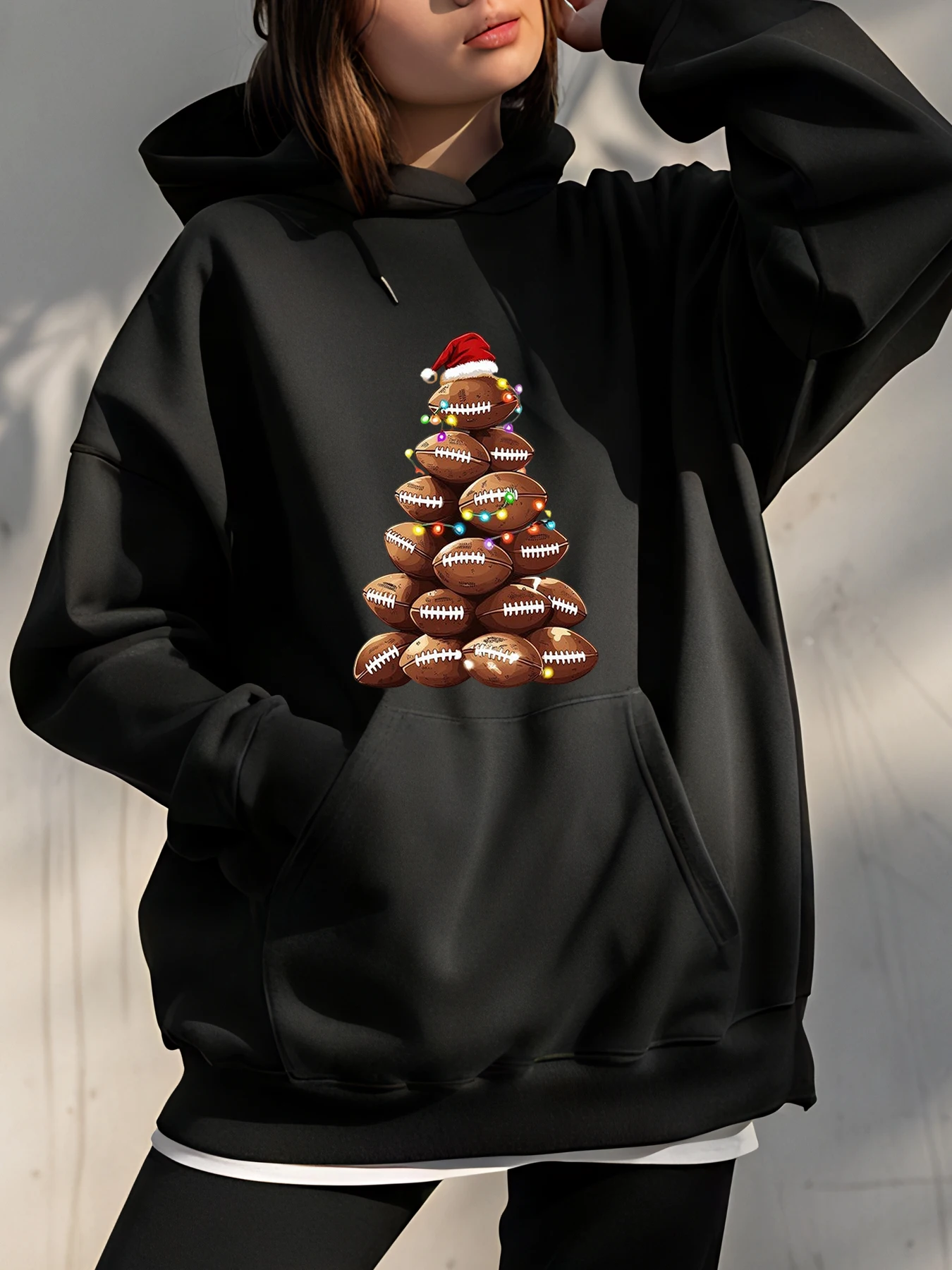 

Толстовка с капюшоном с принтом «Рождественская елка» унисекс, повседневная зимняя толстовка для мужчин и женщин