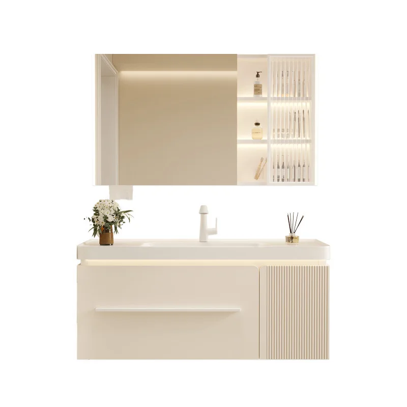 Arc bathroom cabinet combination, rounded corner ceramic integrated basin, washbasin, skin cream