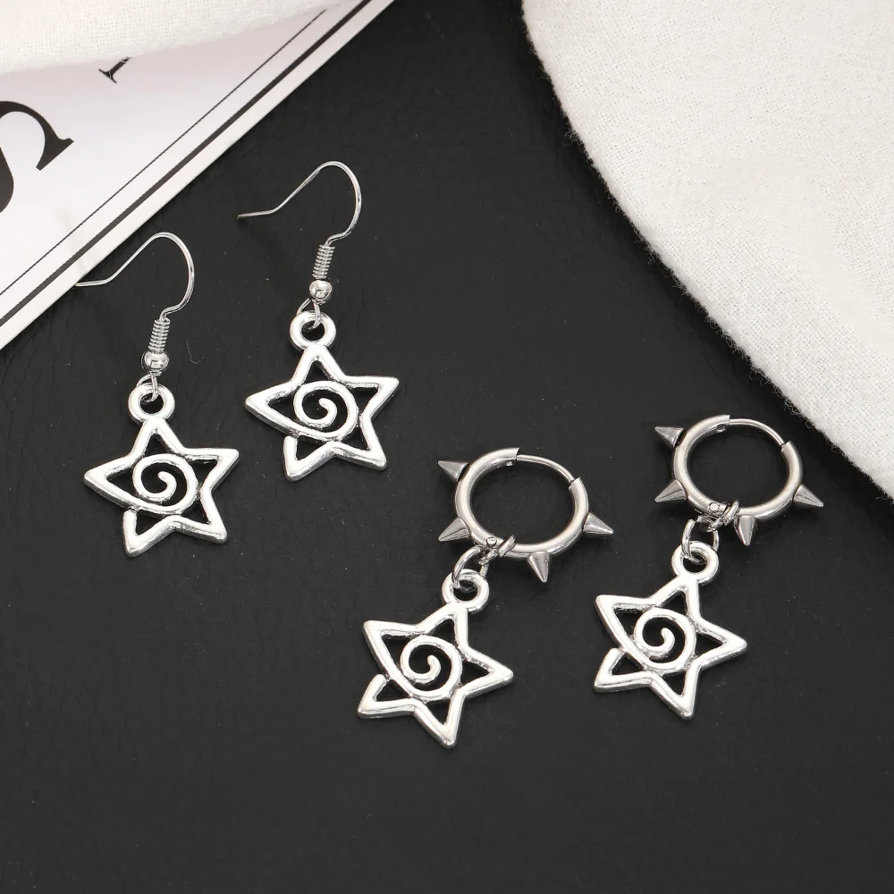 Korean Fashion Cute Star Swirl Earrings Gothic Charms Rivet Earrings For Women Punk Grunge Jewelry Vintage Accessories Cool