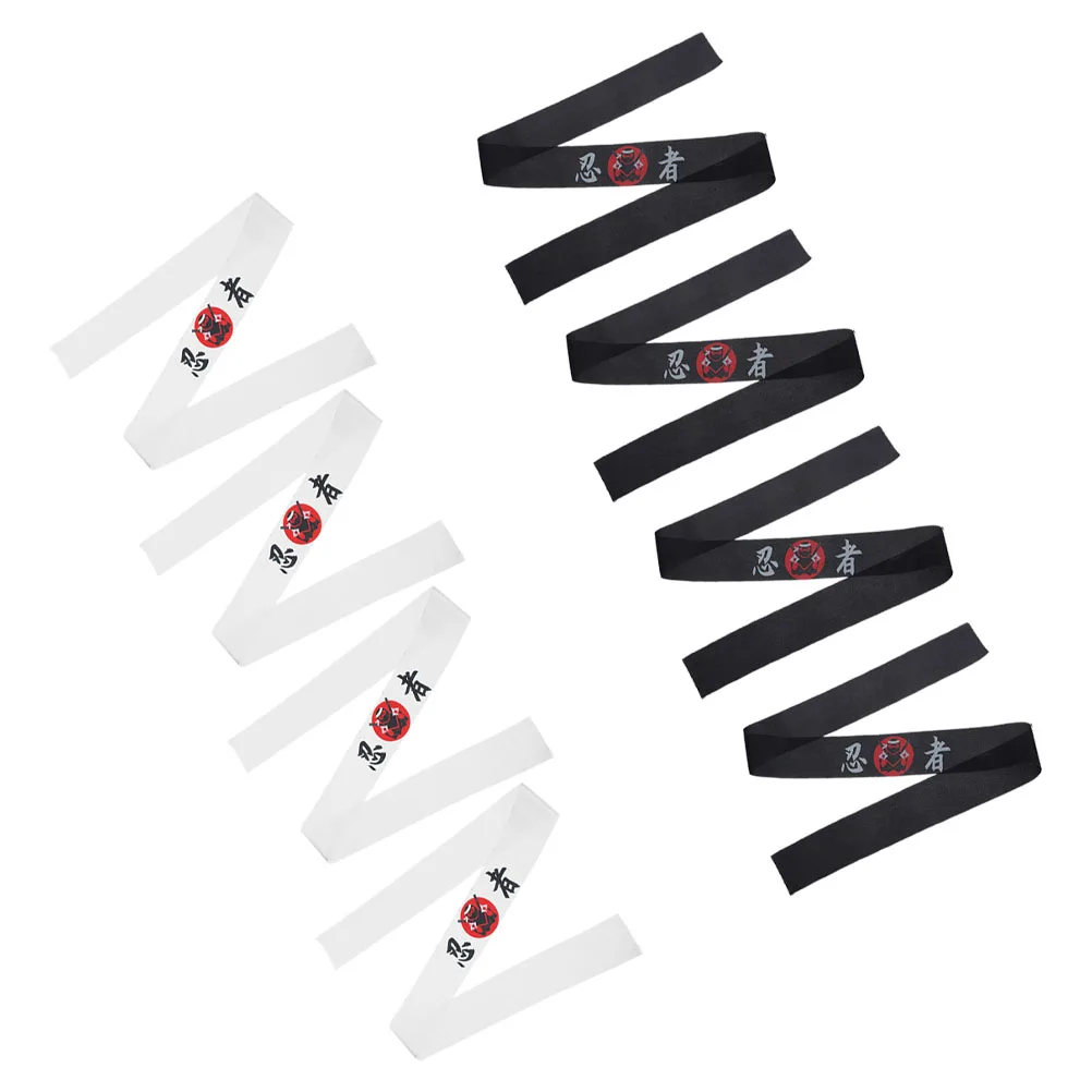 

8pcs Japanese Bandanas Ninja Print Scarf Karate Headbands Men Women Sweat Absorbent Adjustable Size Karate Cooking
