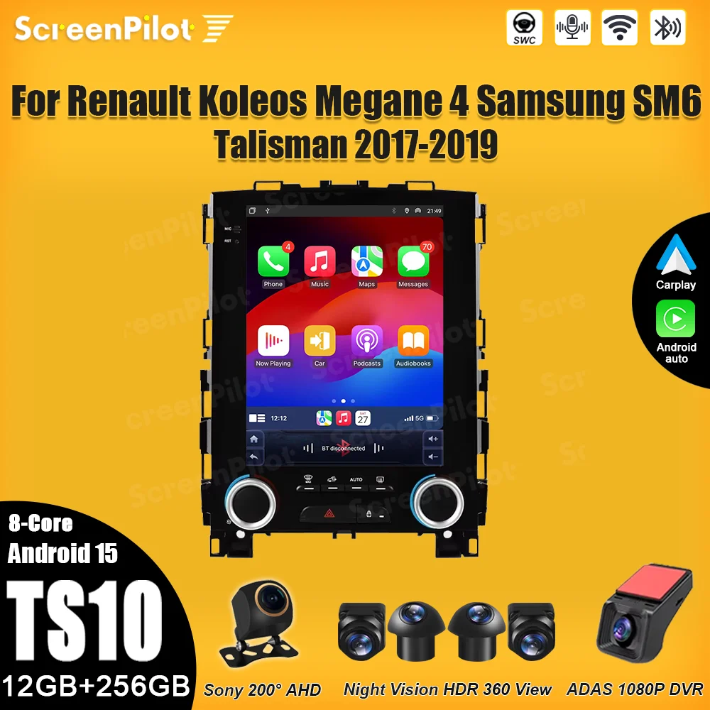 9.7 inch Android 16 For Renault Koleos Megane 4 Samsung SM6 Talisman 2017-2019 Stereo Head Unit Multimedia Video Player  5G