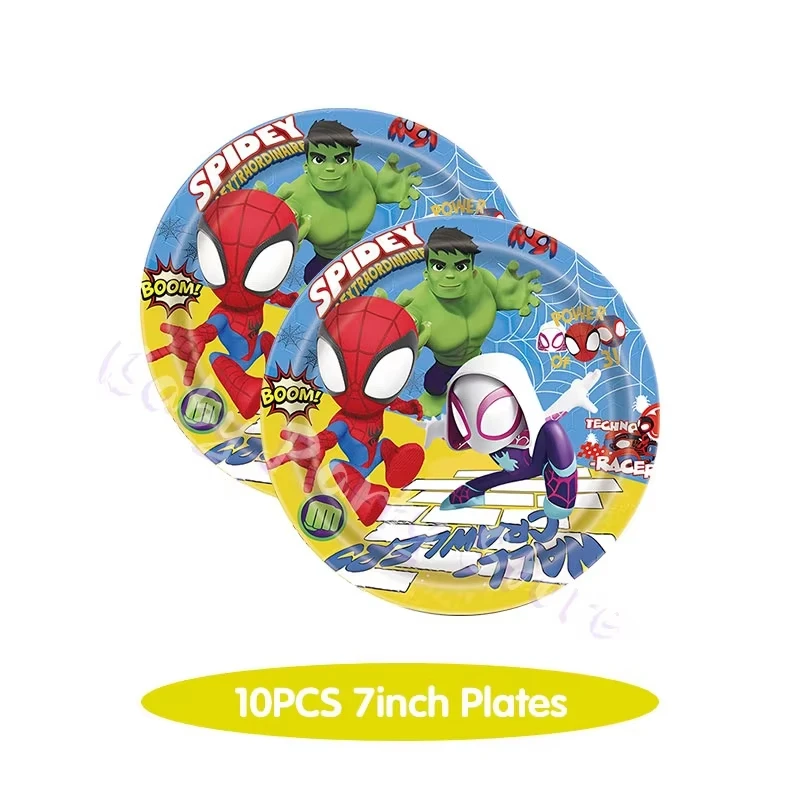 Spidey And His Amazing Friends Birthday Decorations Tableware Kit Plates Cups Backdrop Balloons borthday Party Supplies gifts view 4