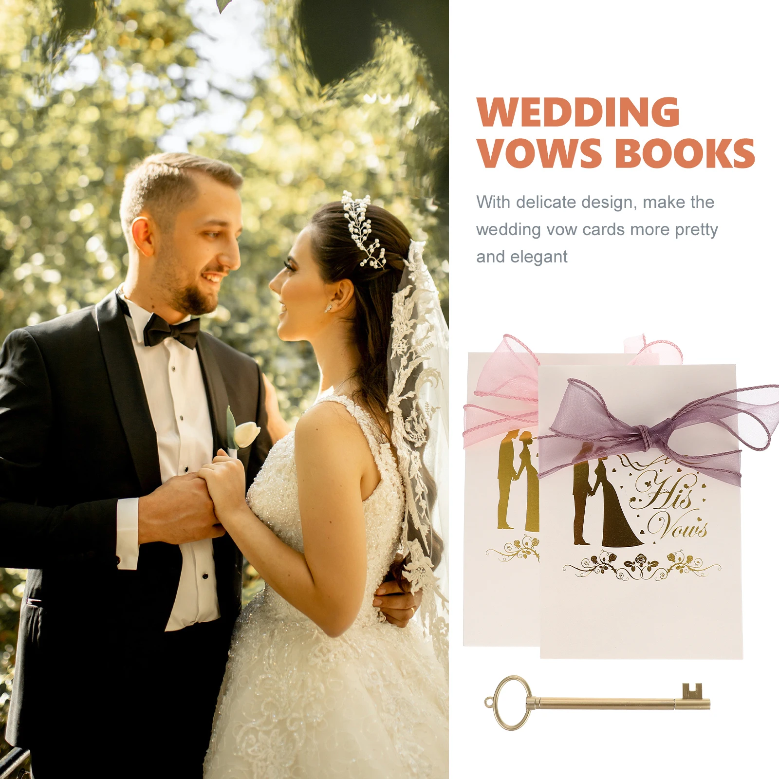 

Wedding Vows Cards Elegant Swearing Books Bride Groom Photo Props Decor Bridal Shower Gifts Supplies Stylish Ribbon Bow