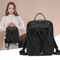 Mochila estética para mulher Sacos de tecido plissado, cordão, mochila fina bonita, dobrável, mochila leve, design de moda
